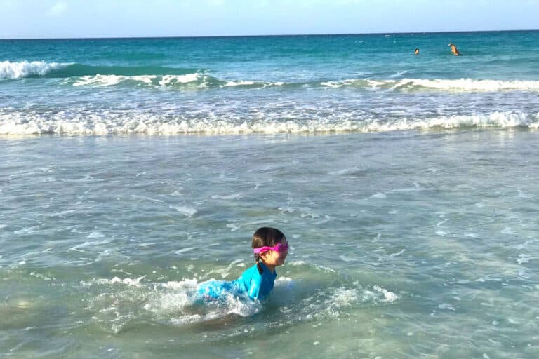 girl swimming at varadero beach