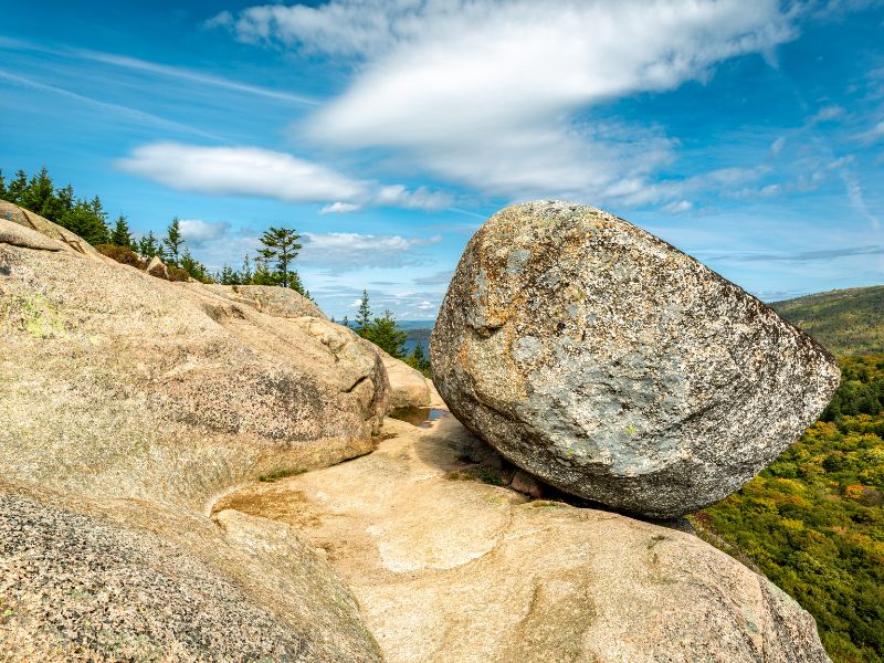 Bubble Rock on the edge of  mountain. 