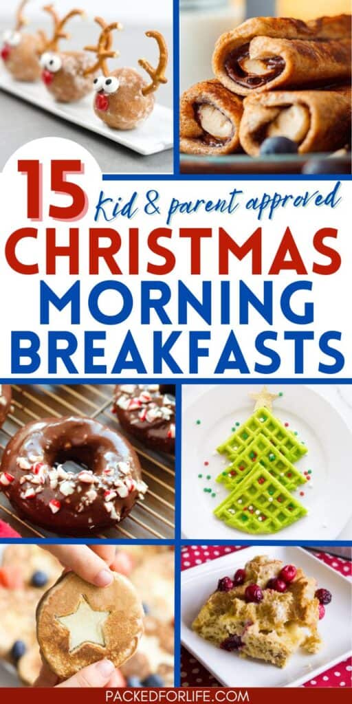 Chrismtas morning breakfast ideas, chocolate peppermint donuts, Christmas tree waffles