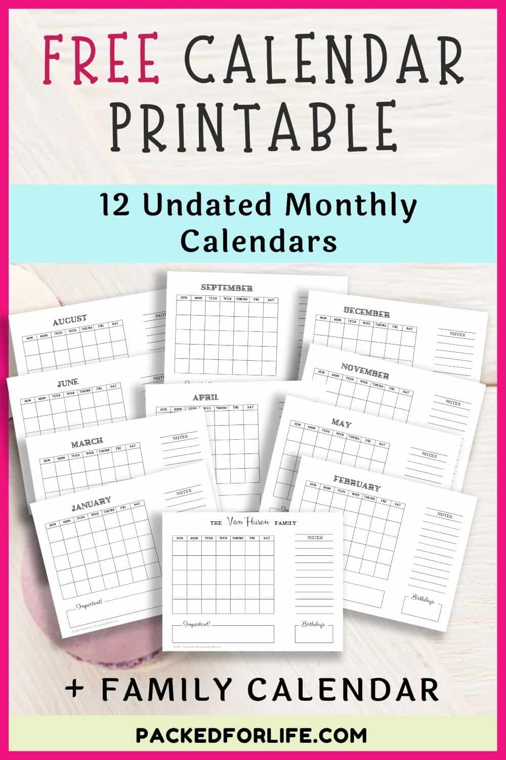 Fun (& Free) Printable Calendars 2022 to 2023 | Packed for Life