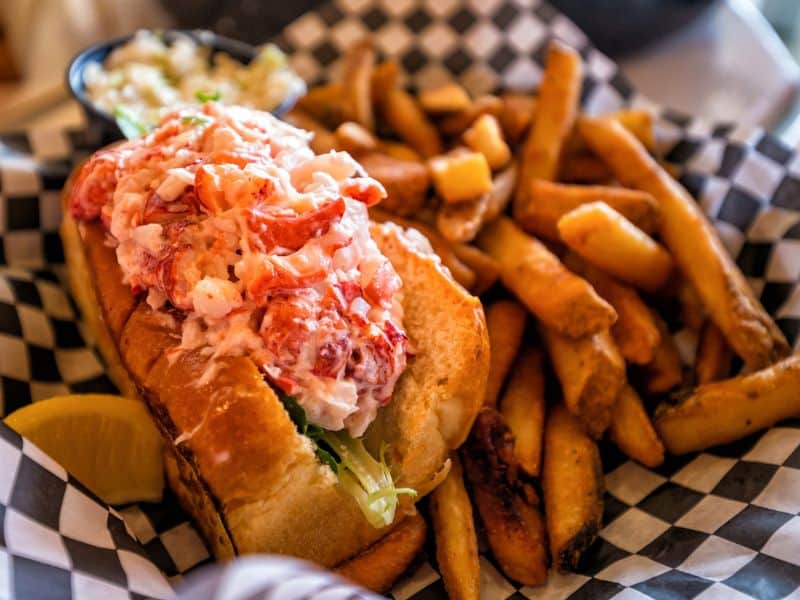 Maine lobster roll and fries. 