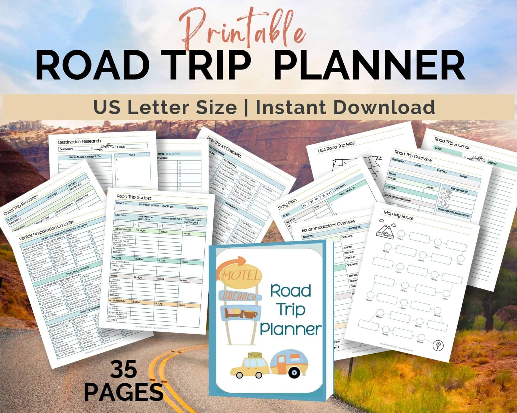 Printable Road Trip Planner for StressFree Vacations!