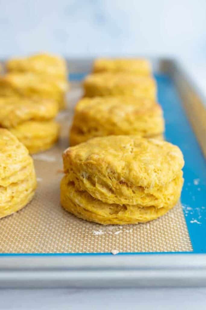 tray of fluffy pumpkin biscuits