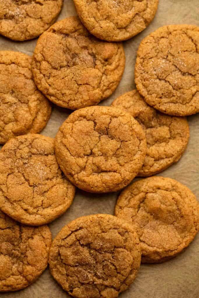 Tray of pumpkin snickerdoodle cookies.