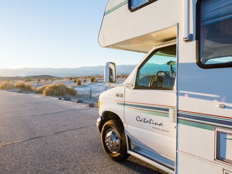 Catalina RV in front of Death Valley, California. 