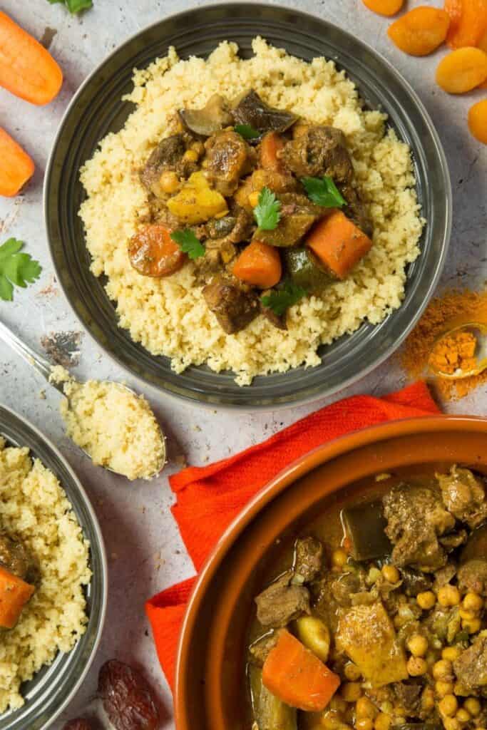 Lamb and veggie tagine over couscous. 