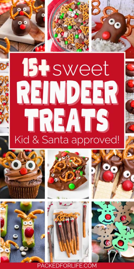 Best make ahead and last minute Christmas party finger food ideas, with easy reindeer snacks kids & adults will jingle all the way to the dessert table for! These easy finger foods for Christmas party are such delicious Reindeer treats that are almost too cute to eat. Or use them as reindeer treats for Santa, or as Rudolph Movie Night snacks too. Christmas eve finger food ideas, christmas finger food ideas for parties, Christmas Work Party Food Ideas, Holiday Finger Foods, Reindeer party food ideas, Rudolph Snacks, Rudolph Treats.