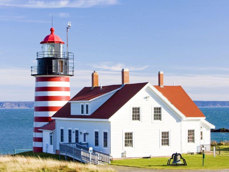 Candy striped lighthouse in Maine.