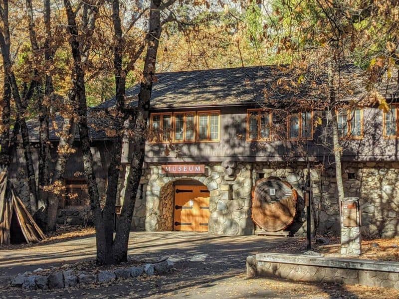 Shaded stone building, the Yosemite Museum